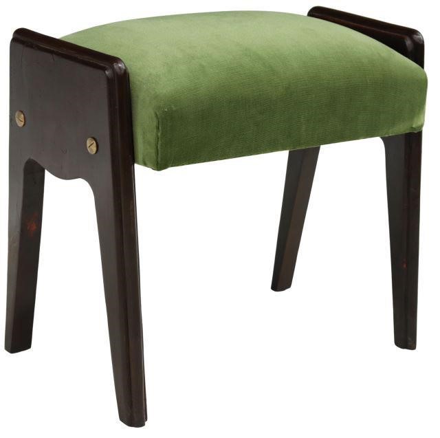 Appraisal: Italian mid-century modern stool c s having green upholstery brass