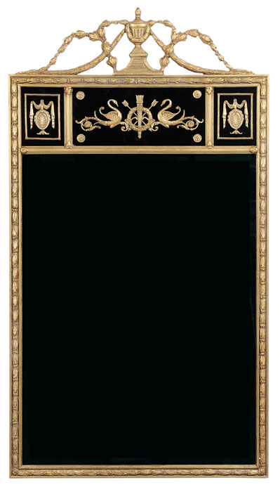 Appraisal: Empire Style Parcel Gilt Pier Mirror modern beveled glass mirror