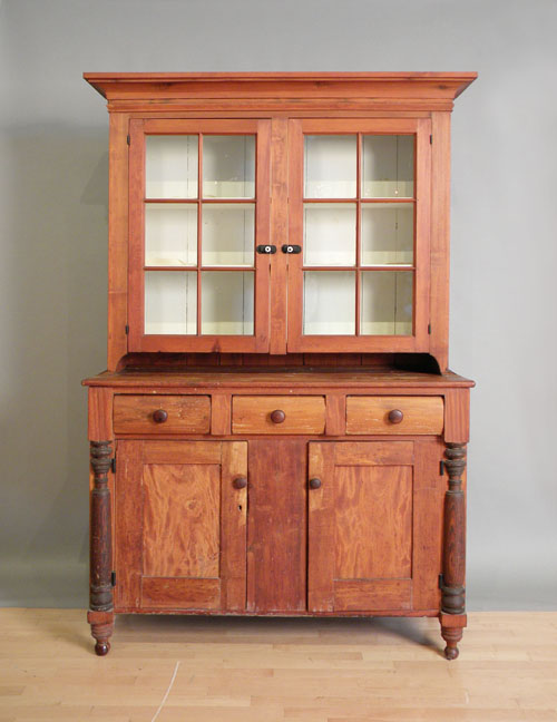 Appraisal: Pennsylvania pine and cherry Dutch cupboard th c x