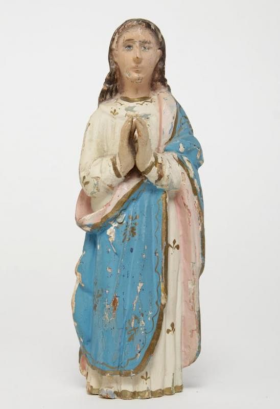 Appraisal: Antique Polychrome Santos Figure Praying Madonna Carved wood santos sculpture