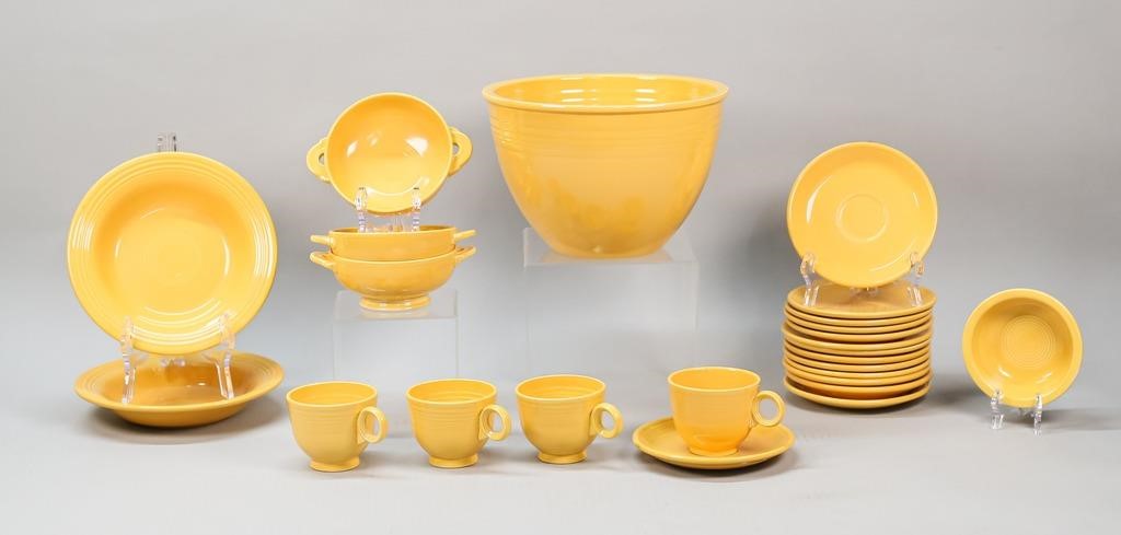 Appraisal: pieces vintage yellow Fiestaware saucers cups bowls salad plate cream