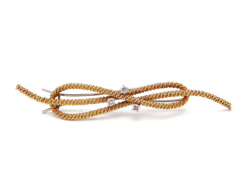 Appraisal: CARTIER K Gold and Diamond Barrette France the twisted rope