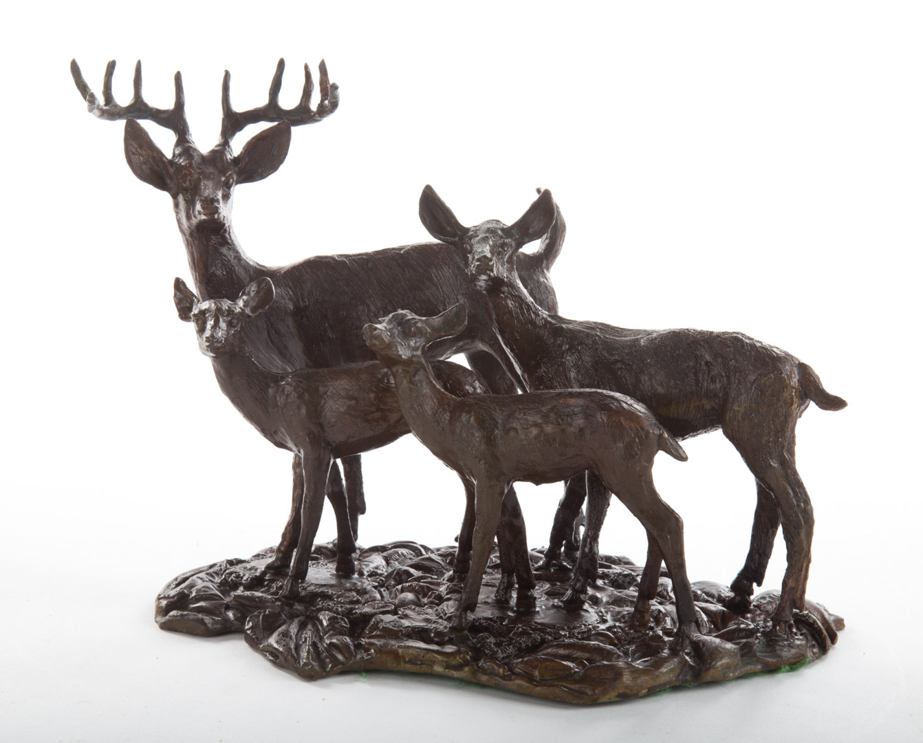 Appraisal: American School th century bronze group deer family four deer