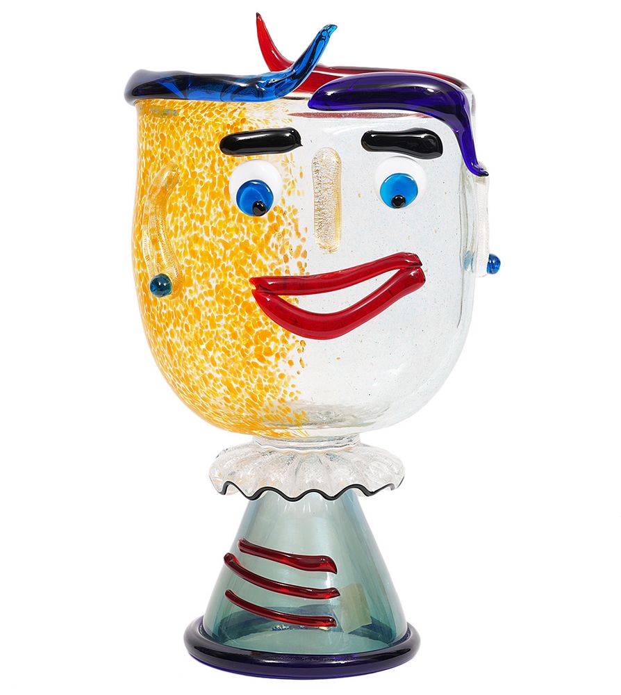 Appraisal: Stefano Toso Murano Italian Glass Face Vase Stefano Toso Italy