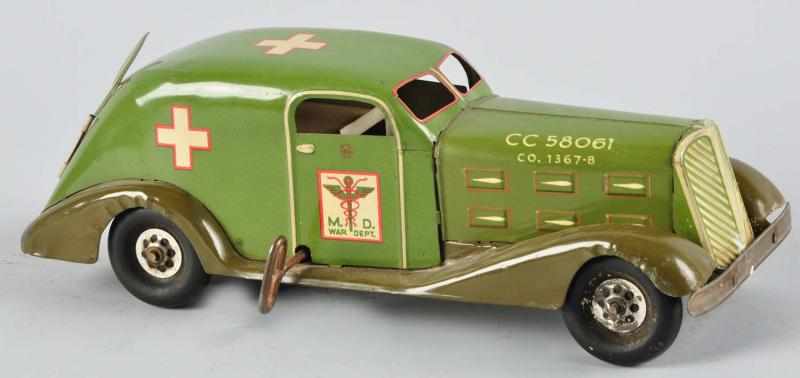 Appraisal: Pressed Steel Marx War Dept Car Wind-Up Toy Description American