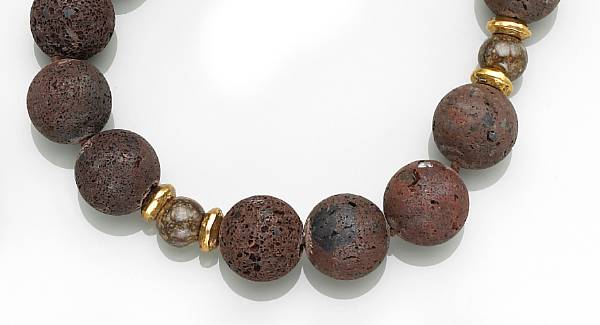 Appraisal: NWA Meteorite Lava and Bronze Necklace Designed by Dietmar B