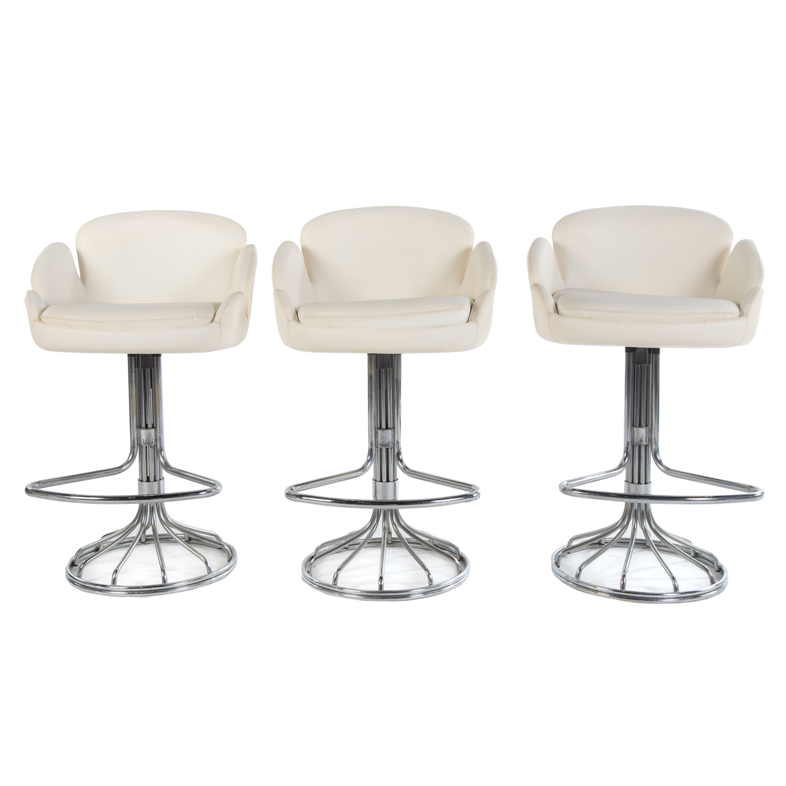 Appraisal: SET OF THREE CONTEMPORARY SWIVEL BARSTOOLS Four quarter- th century