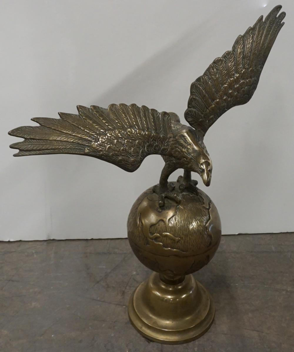 Appraisal: Brass Figure of Eagle Perched on Globe H in cm