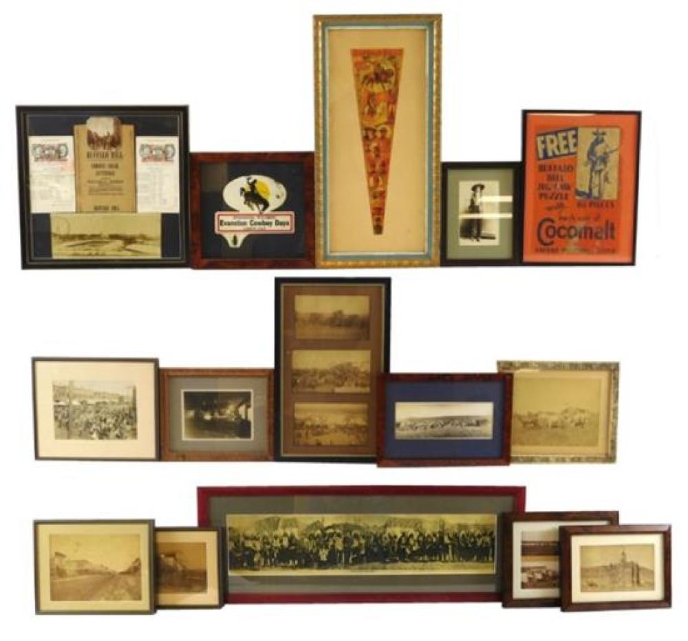 Appraisal: WILD WEST MEMORIBLIA Fifteen framed pieces of photography and ephemera