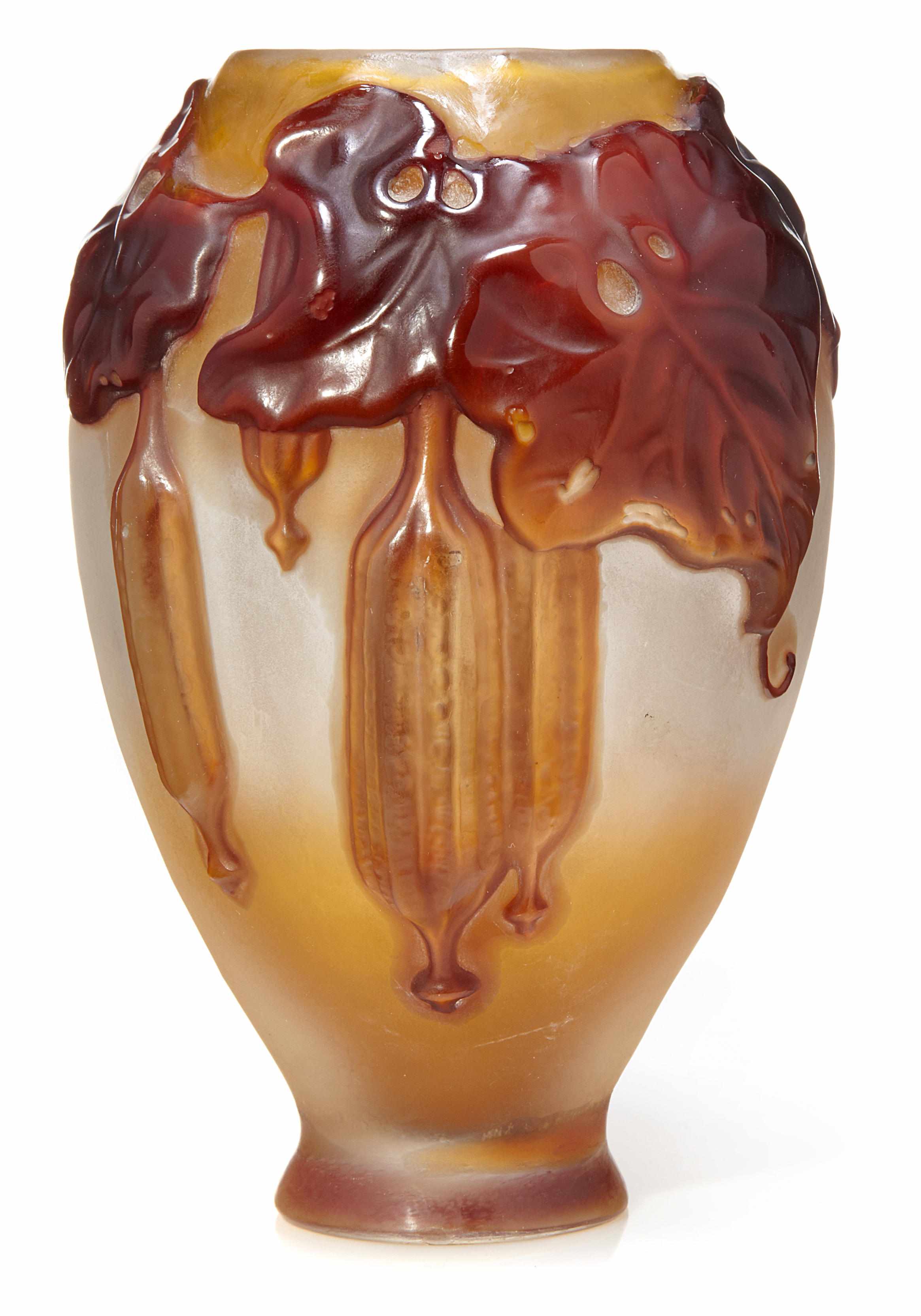 Appraisal: A Gall mold-blown cameo glass squash vase circa signed Gall