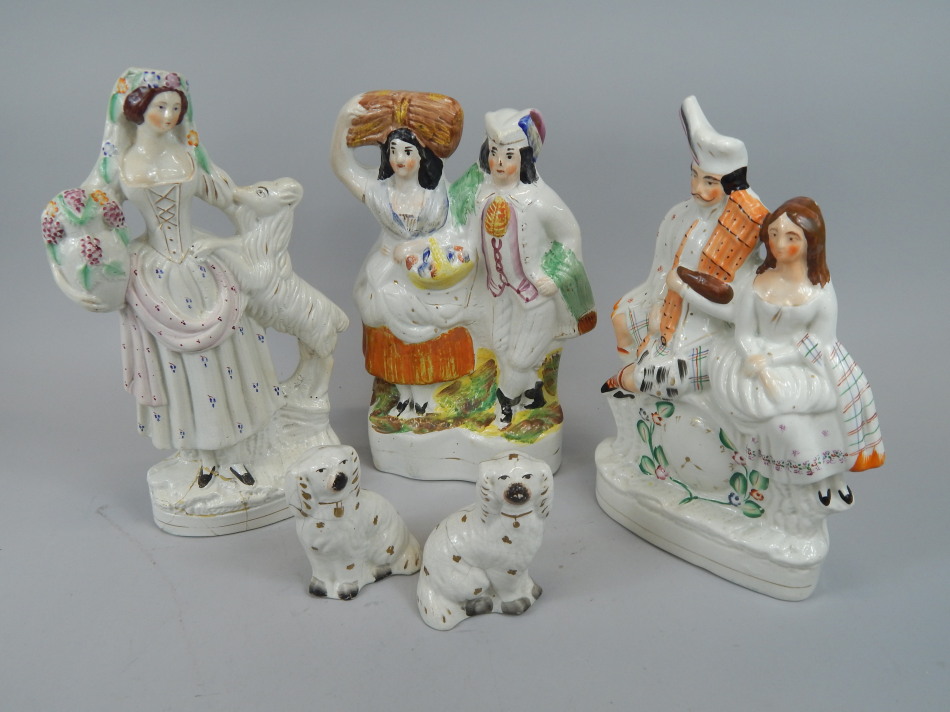 Appraisal: A collection of Staffordshire figures to include flatback figure of