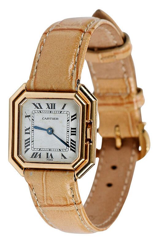 Appraisal: Cartier kt Watch mm case black Roman numeral hour marks