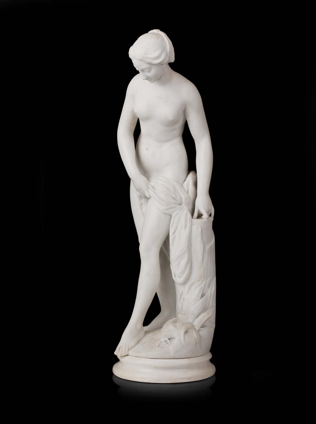 Appraisal: CARVED WHITE MARBLE FIGURE LATE TH CENTURY carved as a