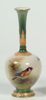 Appraisal: A ROYAL WORCESTER PORCELAIN VASE of bottle form with green