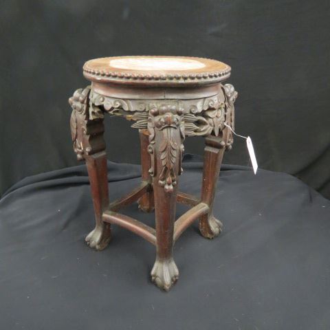 Appraisal: Chinese Carved Table withinset marble