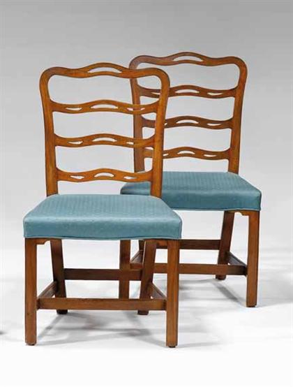 Appraisal: Pair of Chippendale walnut ribbon-back side chairs philadelphia pennsylvania circa