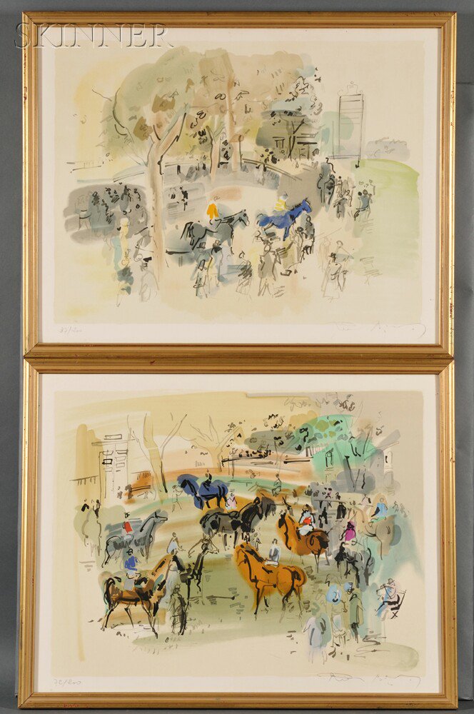 Appraisal: After Raoul Dufy French - Two Horse Racing Scenes each