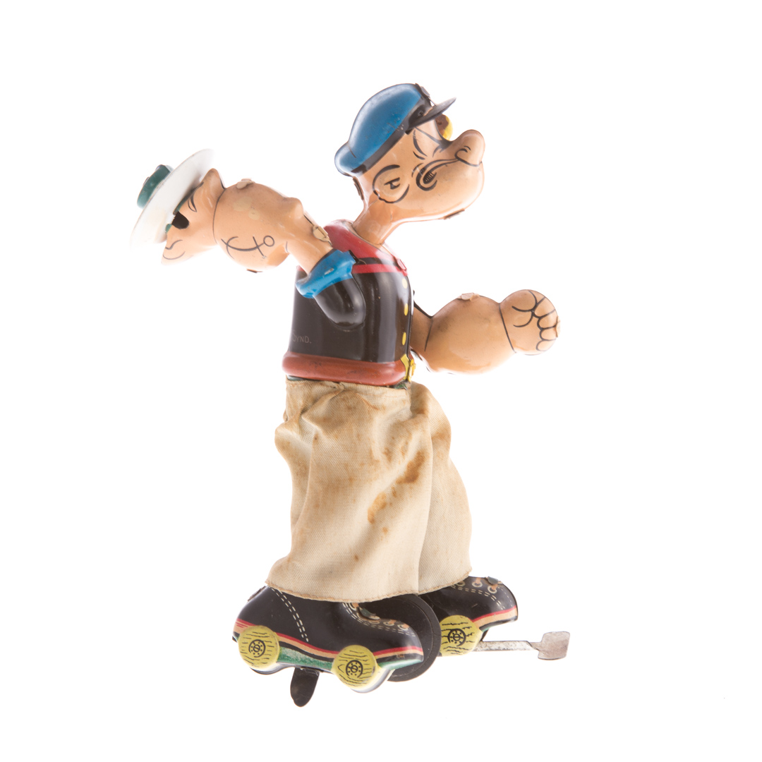 Appraisal: Linemar tin wind-up Popeye the Skater circa s lithographed tin