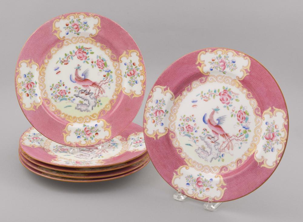 Appraisal: SET OF SIX MINTON PINK COCKATRICE PORCELAIN PLATES Early th