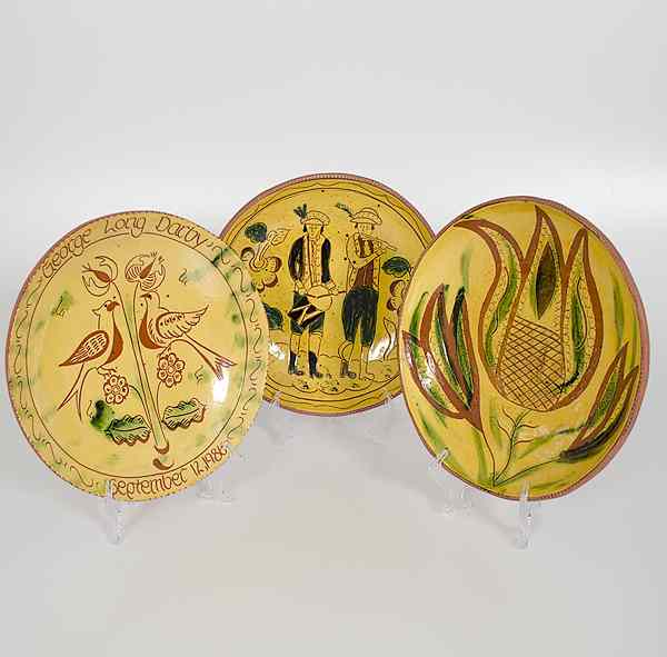 Appraisal: Lester Breininger Contemporary Redware Plates Plus American ca s An