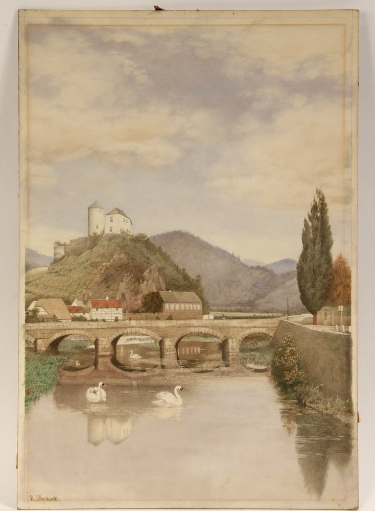 Appraisal: ROSCOE FROHOCK Germany MA - - Rhine Valley Town with