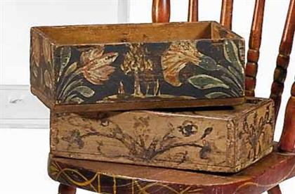 Appraisal: Paint-decorated paint box with sliding lid possibly pennsylvania th century