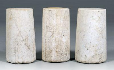 Appraisal: Three white marble pedestals slightly tapered forms th century -