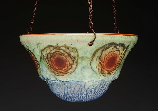 Appraisal: A continental glaze pottery centre light shade cm