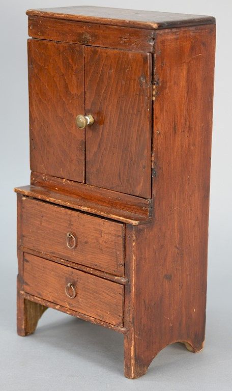 Appraisal: Miniature cabinet secretary Bath Maine with two doors over two