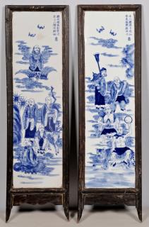 Appraisal: Pair Chinese Blue and White Porcelain Plaques Pair of Chinese