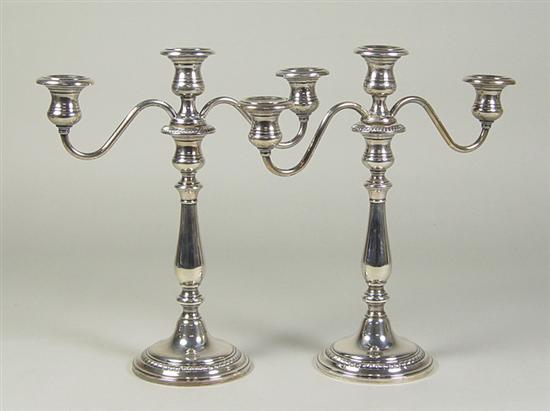 Appraisal: Pair of Weighted Sterling Candelabra th Century Gadrooned base candlestick