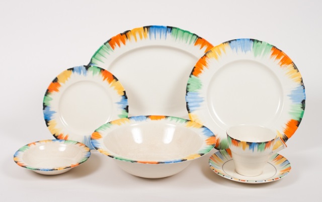 Appraisal: Myott china partial dinner service circa Rainbow pattern comprising luncheon