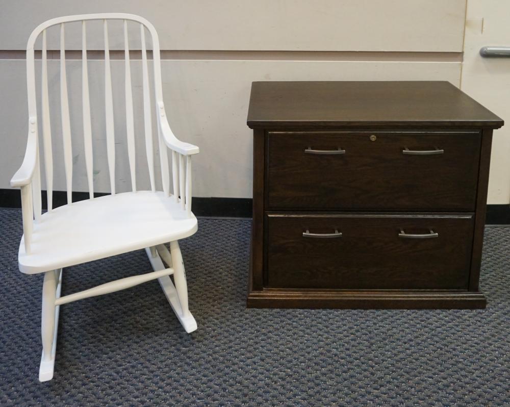 Appraisal: Lateral Stained Fruitwood File Cabinet and a White Enamel Painted