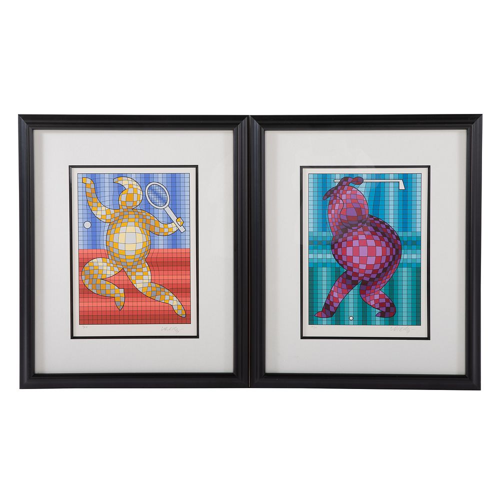 Appraisal: Victor Vasarely Pair Of Color Serigraphs Hungarian French - Tennis