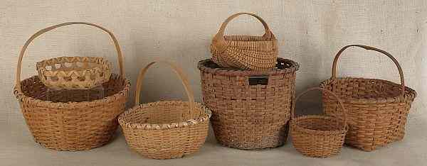 Appraisal: Eight splint oak baskets