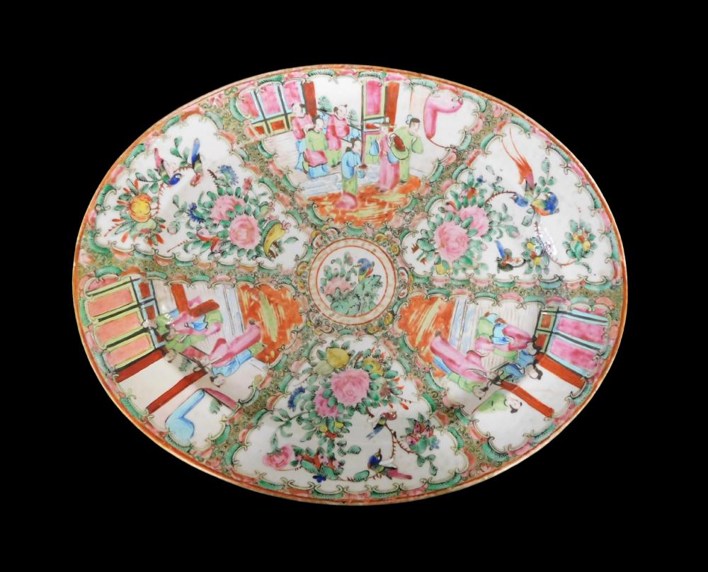 Appraisal: ASIAN Rose Medallion meat platter th C or older heavy