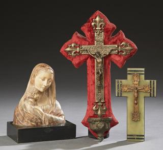 Appraisal: Group of Three French Religious Objects early t Group of