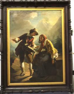 Appraisal: Large Oil on Canvas of Young Couple Large Italian oil