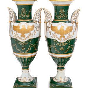 Appraisal: A Pair of French Parcel Gilt Porcelain Vases th Century