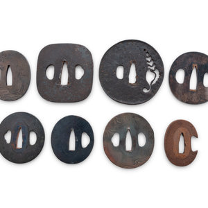 Appraisal: Seven Japanese Cast Iron Tsuba TH CENTURY of various forms