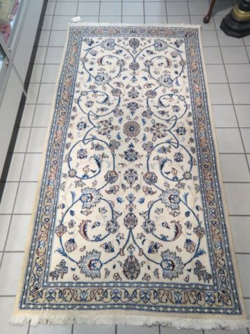 Appraisal: Tabriz Persian Handmade Rug blue tan flowering vine on ivory