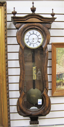 Appraisal: VIENNA ONE-WEIGHT REGULATOR WALL CLOCK Austrian c in serpentine-shaped hardwood