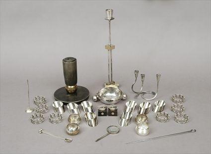 Appraisal: Assorted Modern Silver Silverplate and Chrome Articles Including twenty assorted