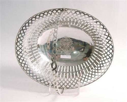 Appraisal: BASKET WITH HANDLE London mid- th century Openwork basket with