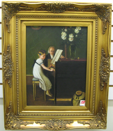 Appraisal: CONTINENTAL SCHOOL th century Oil on canvas The Music Lesson