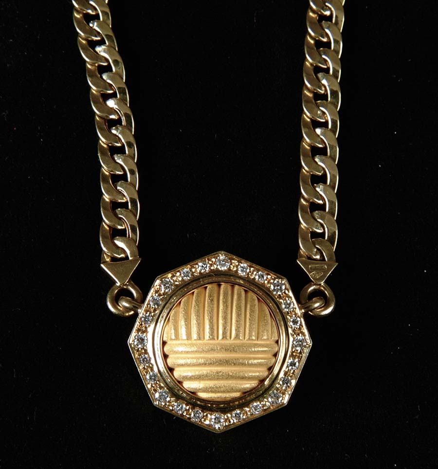 Appraisal: HEAVY GOLD DIAMOND NECKLACE This beautiful k yellow gold necklace