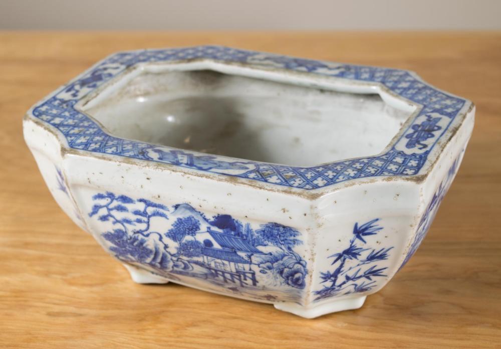 Appraisal: CHINESE BLUE AND WHITE PORCELAIN FOOTED WASHER of low profile