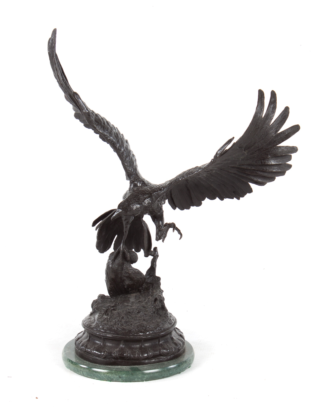 Appraisal: Contemporary bronze hawk figure th century modeled as hawk attacking