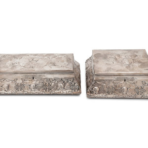 Appraisal: Two English Repouss Silver-Clad Boxes William Comyns Sons London Late