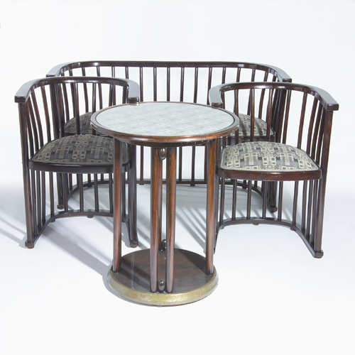 Appraisal: JOSEF HOFFMANN J J KOHN Four-piece Secessionist bentwood furniture suite